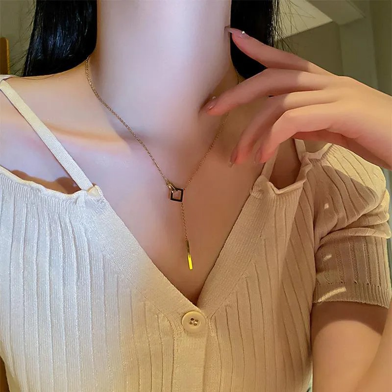 Simple Style Solid Color Titanium Steel Plating 18K Gold Plated Necklace_colorza_3
