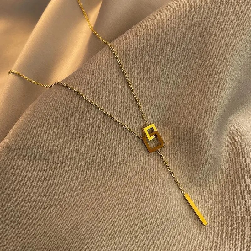 Simple Style Solid Color Titanium Steel Plating 18K Gold Plated Necklace_colorza_4