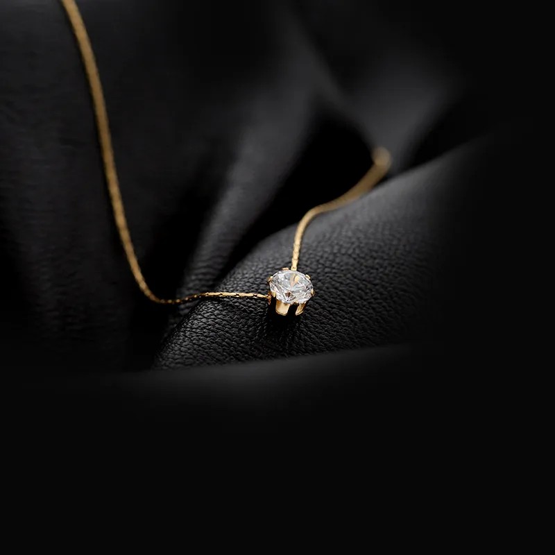Korean Style Round Titanium Steel Plating Inlay Zircon 18K Gold Plated Necklace Pendant_colorza_1