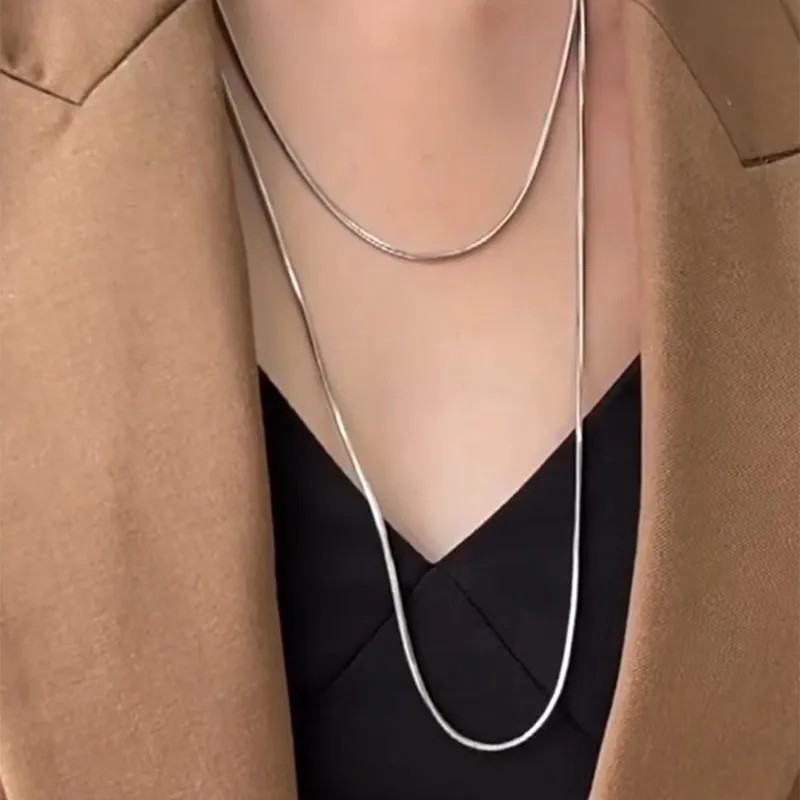 Simple Style Artistic Solid Color Titanium Steel Plating 18K Gold Plated Layered Necklaces_colorza_5