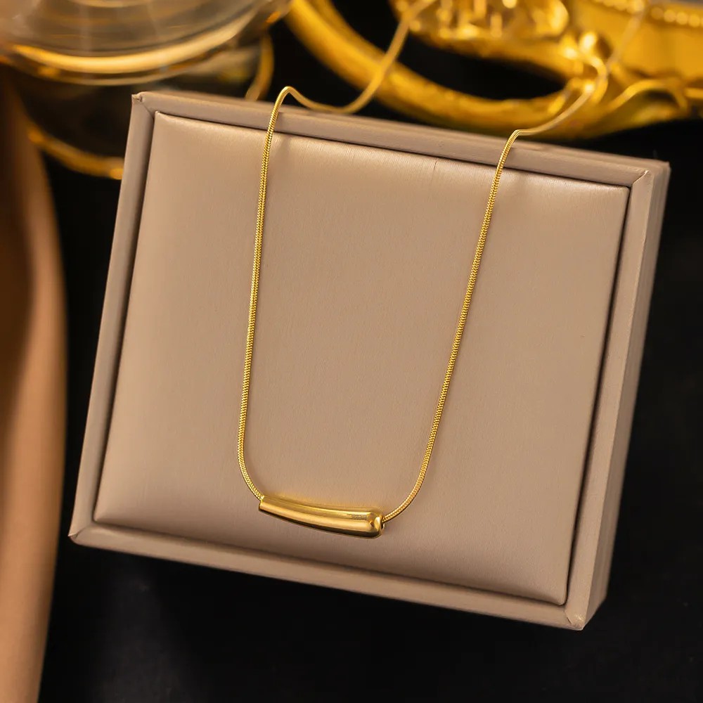 IG Style Simple Style Solid Color Titanium Steel Plating 18K Gold Plated Necklace_colorza_1