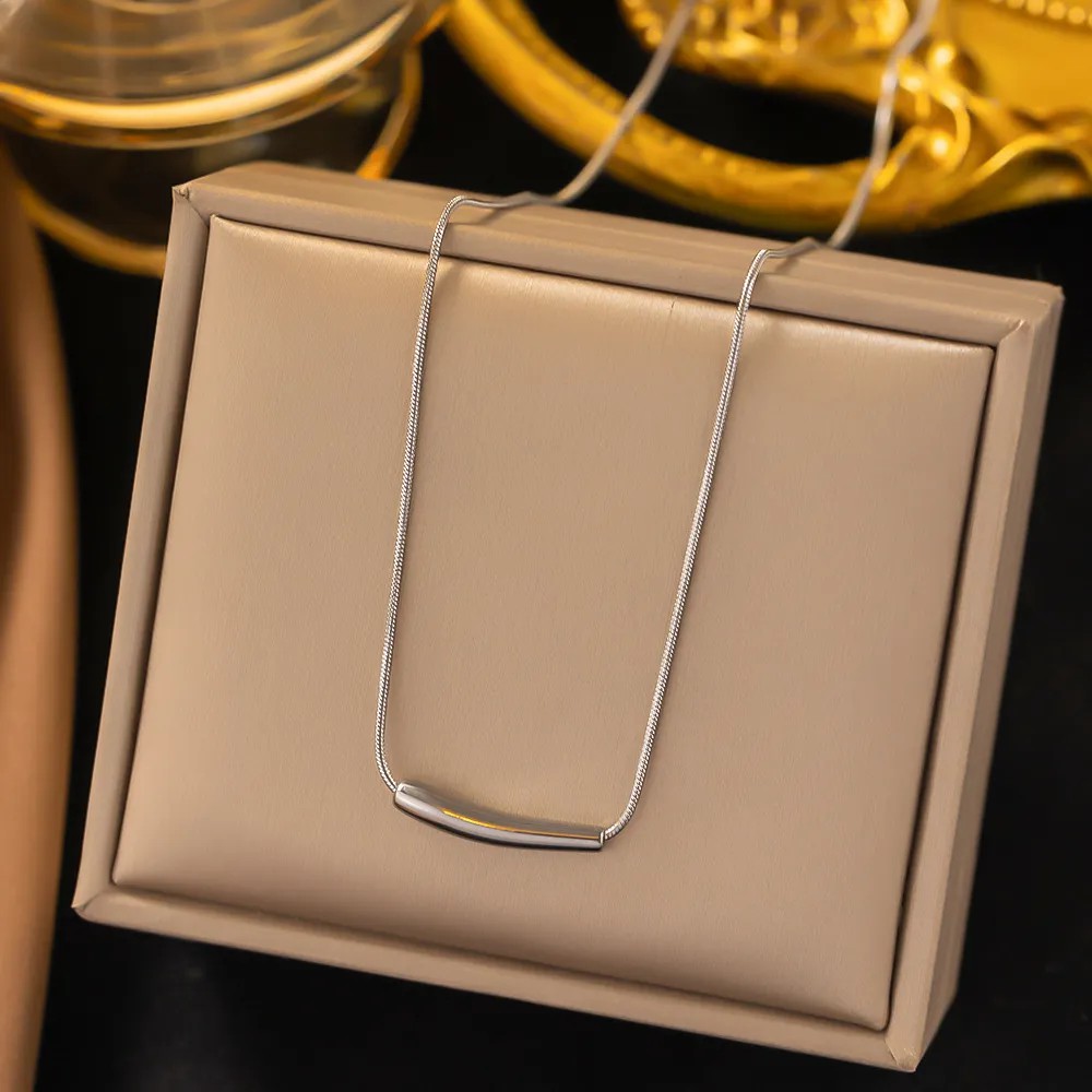 IG Style Simple Style Solid Color Titanium Steel Plating 18K Gold Plated Necklace_colorza_2