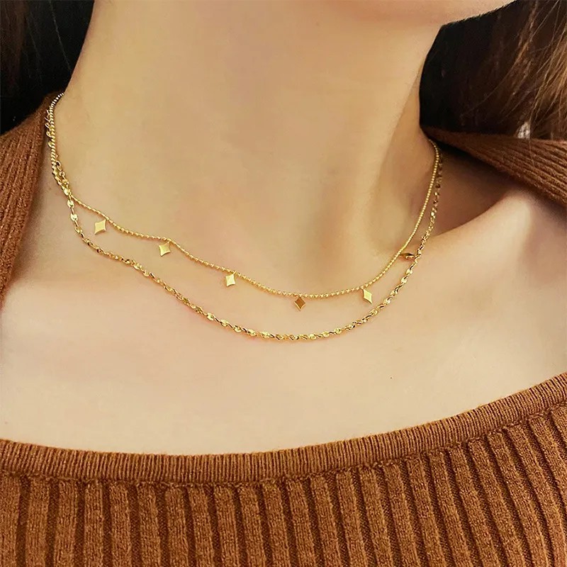 IG Style Solid Color Titanium Steel Plating 18K Gold Plated Necklace_colorza_1