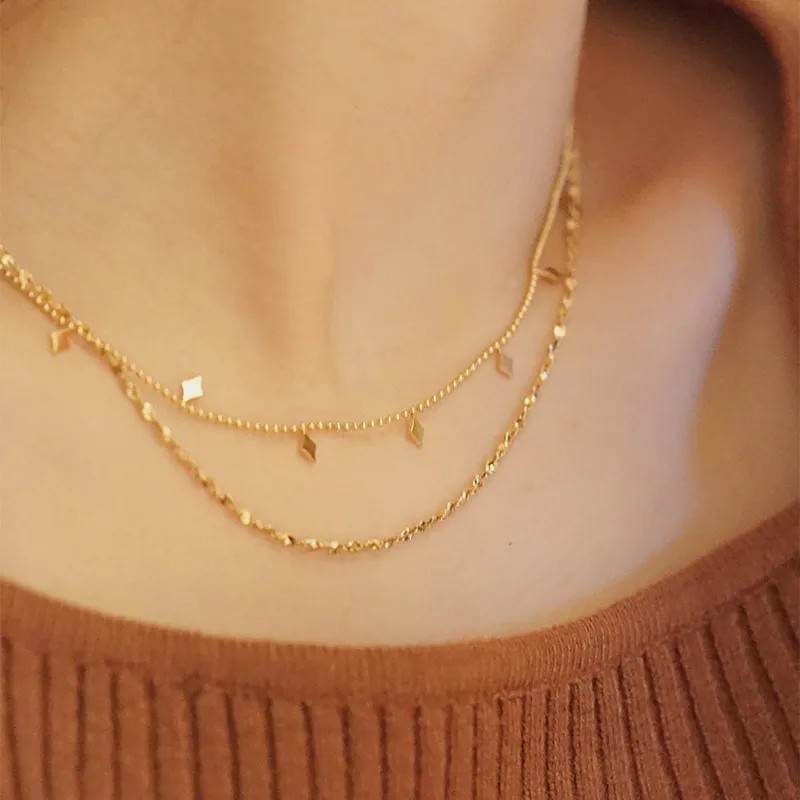 IG Style Solid Color Titanium Steel Plating 18K Gold Plated Necklace_colorza_2
