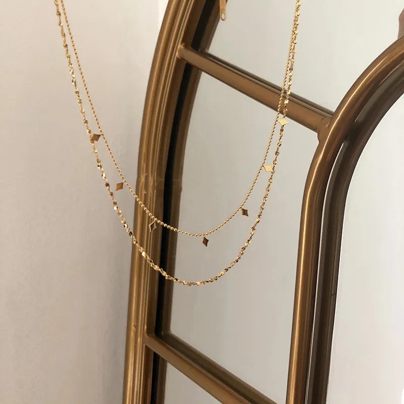 IG Style Solid Color Titanium Steel Plating 18K Gold Plated Necklace_colorza_3