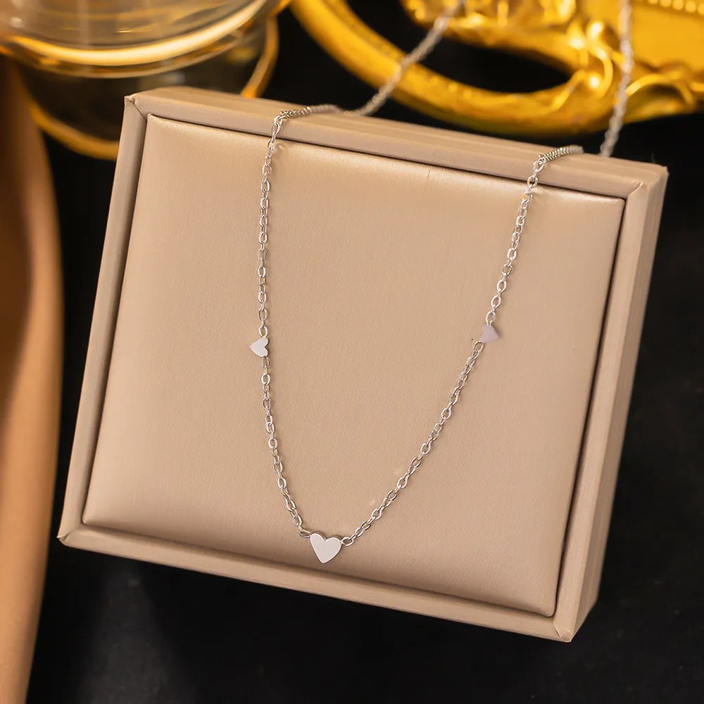 Sweet Simple Style Heart Shape Titanium Steel Plating 18K Gold Plated Necklace_colorza_2