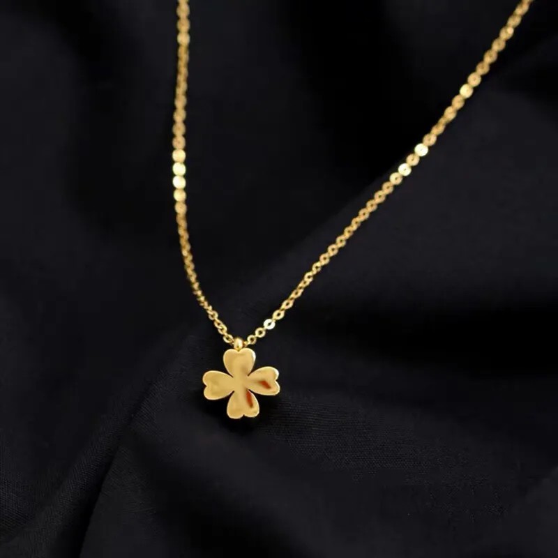 Casual Simple Style Four Leaf Clover Titanium Steel Plating 18K Gold Plated Necklace Pendant_colorza_4