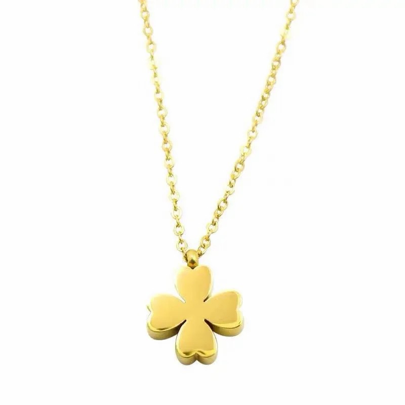 Casual Simple Style Four Leaf Clover Titanium Steel Plating 18K Gold Plated Necklace Pendant_colorza_5
