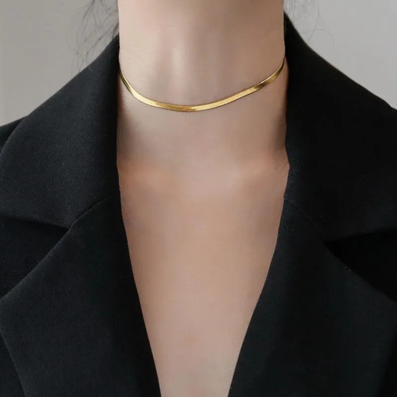 IG Style Solid Color Titanium Steel Plating 18K Gold Plated Choker_colorza_2