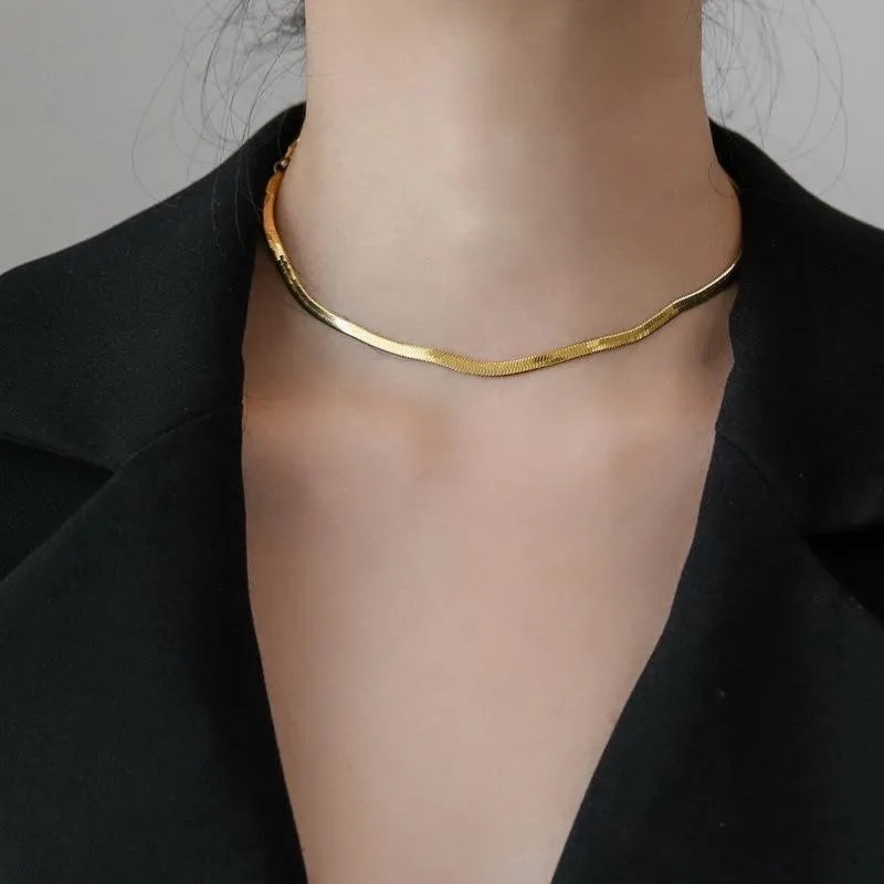 IG Style Solid Color Titanium Steel Plating 18K Gold Plated Choker_colorza_4