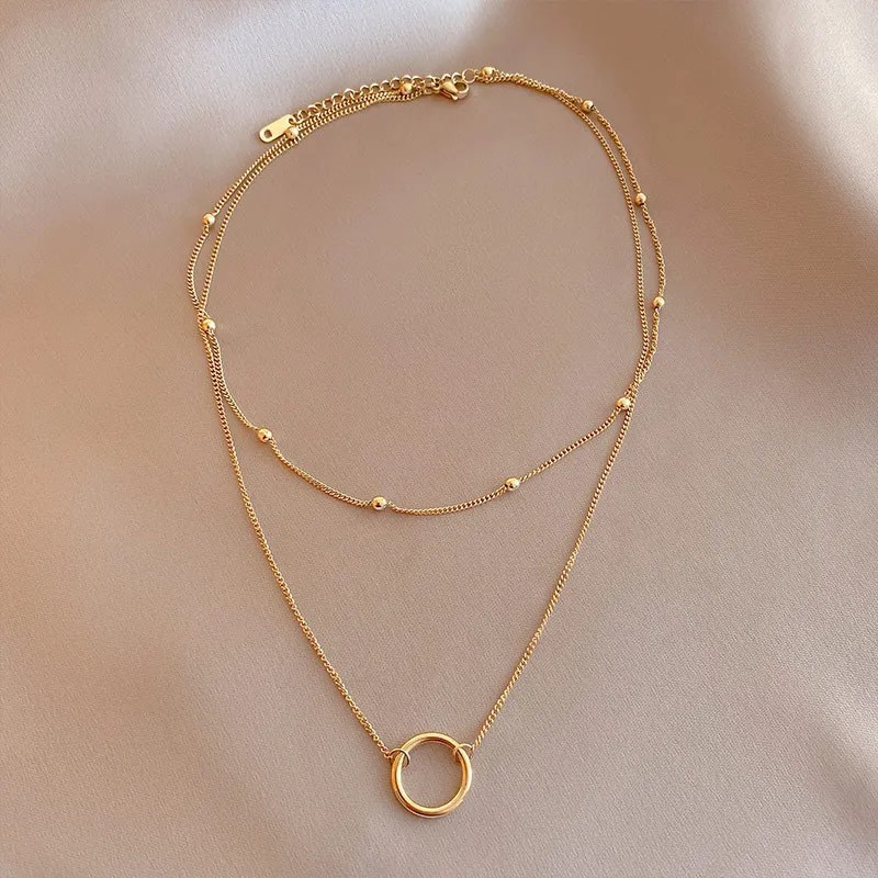 IG Style Solid Color Titanium Steel Plating 18K Gold Plated Necklace_colorza_3