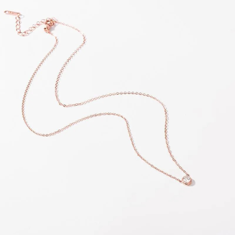 Lady Round Titanium Steel Plating Inlay Artificial Diamond 18K Gold Plated Necklace_colorza_5