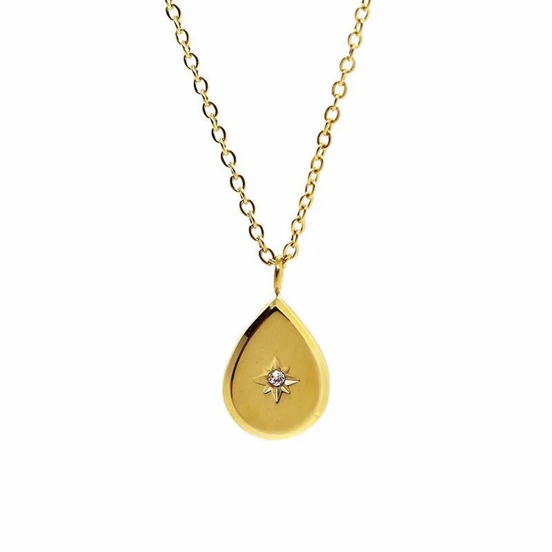 IG Style Star Titanium Steel Plating Inlay Artificial Gemstones 18K Gold Plated Pendant Necklace_colorza_5