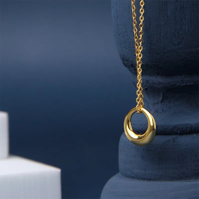 IG Style Circle Titanium Steel Plating 18K Gold Plated Pendant Necklace_colorza_1