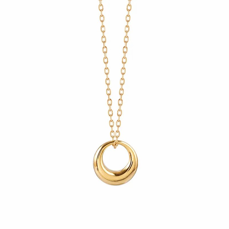 IG Style Circle Titanium Steel Plating 18K Gold Plated Pendant Necklace_colorza_5