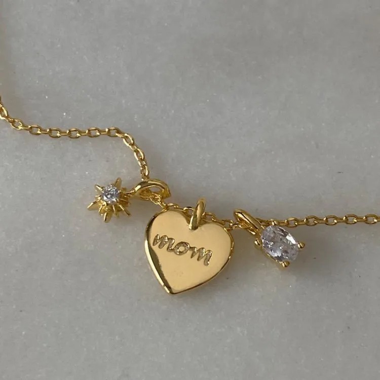 Vintage Style Commute Letter Heart Shape Stainless Steel Plating Inlay Zircon 18K Gold Plated Pendant Necklace_colorza_2
