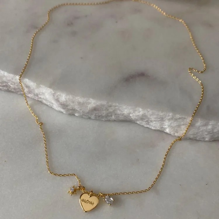Vintage Style Commute Letter Heart Shape Stainless Steel Plating Inlay Zircon 18K Gold Plated Pendant Necklace_colorza_4