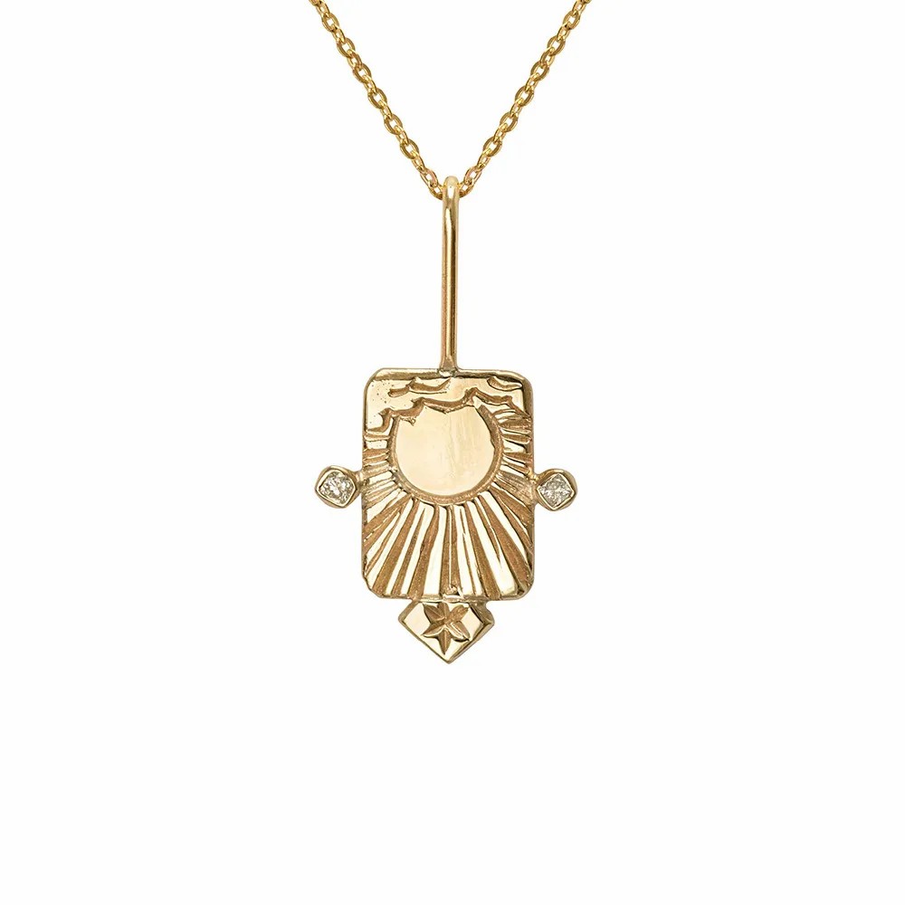 Vintage Style Commute Square Eye Stainless Steel Plating Inlay Carving Zircon 18K Gold Plated Pendant Necklace_colorza_3