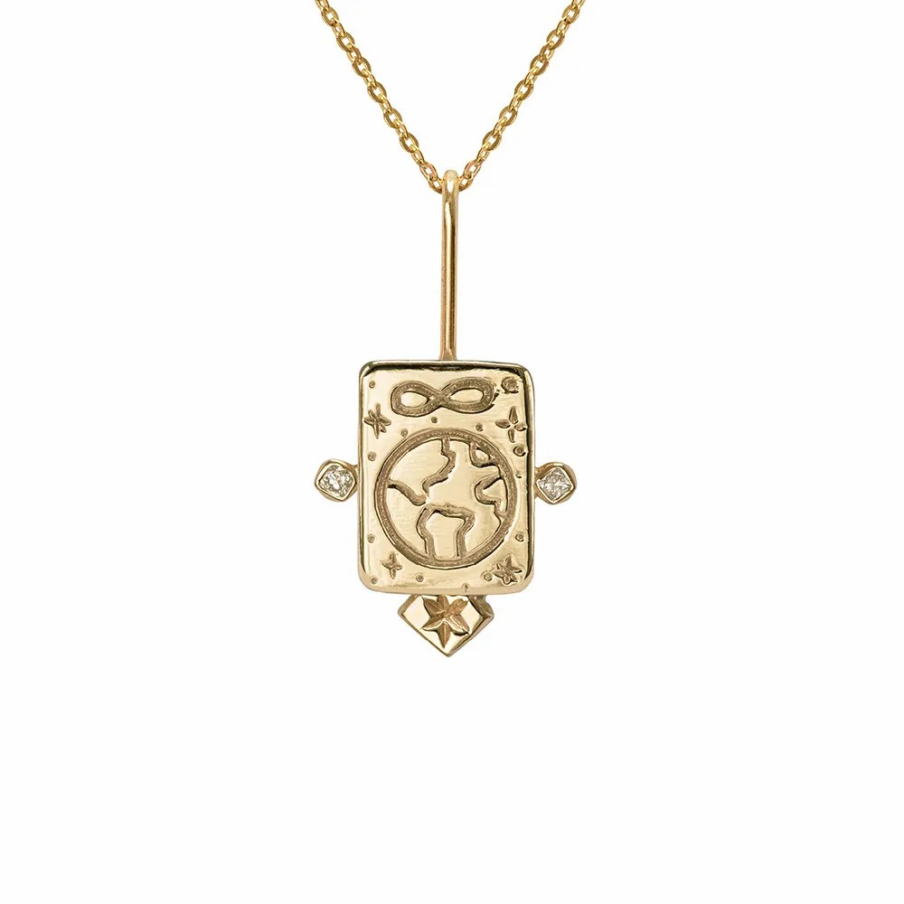 Vintage Style Commute Square Eye Stainless Steel Plating Inlay Carving Zircon 18K Gold Plated Pendant Necklace_colorza_5