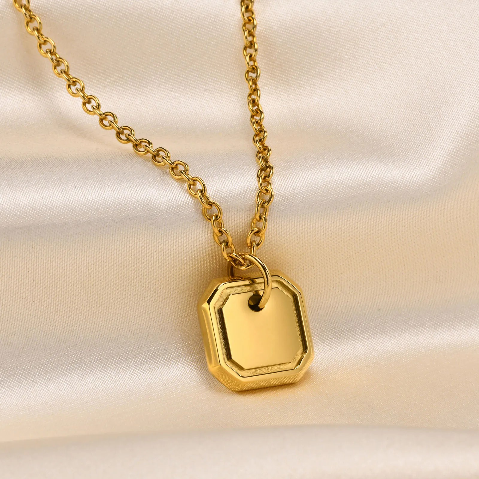 IG Style Simple Style Square Stainless Steel Plating 18K Gold Plated Pendant Necklace_colorza_5