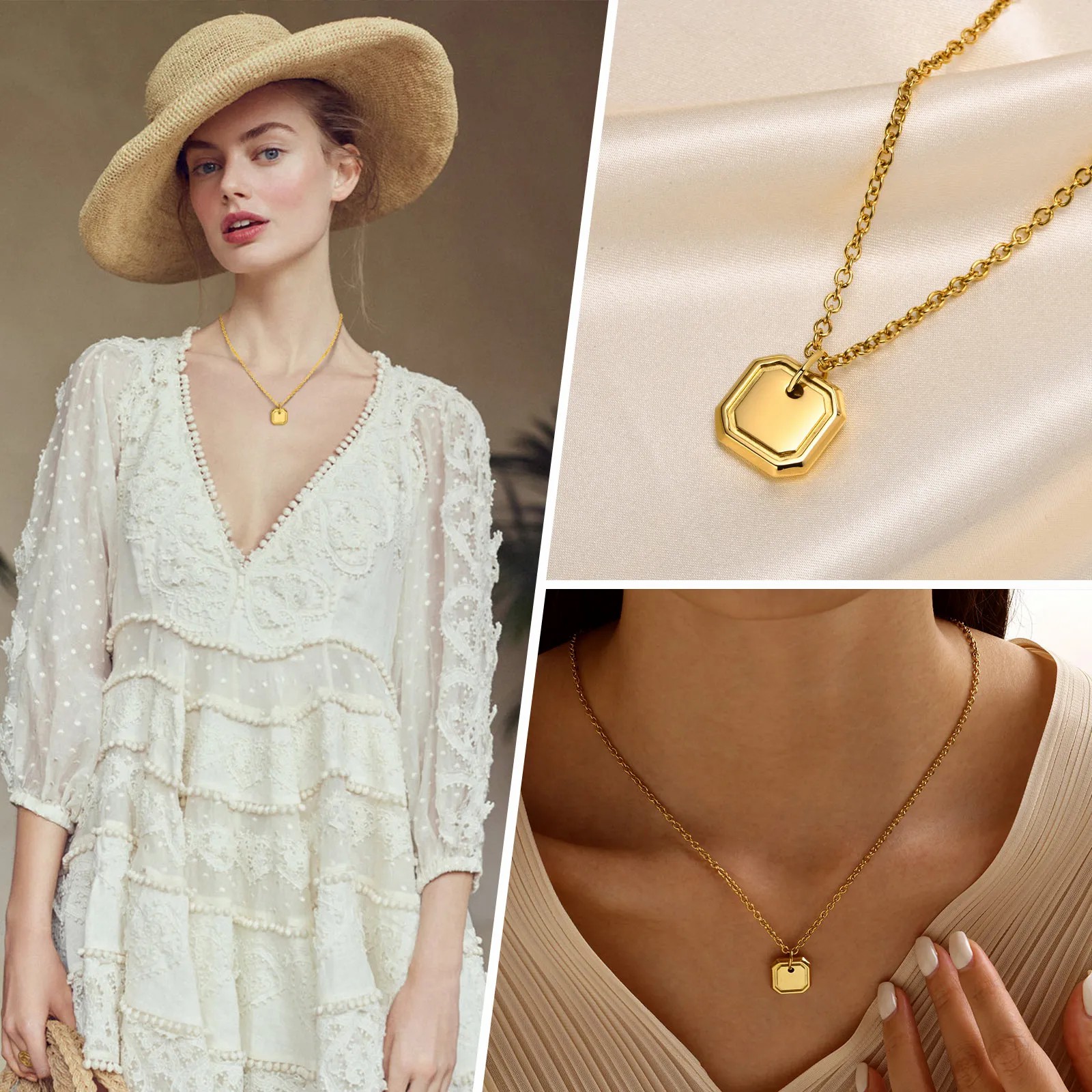 IG Style Simple Style Square Stainless Steel Plating 18K Gold Plated Pendant Necklace_colorza_6