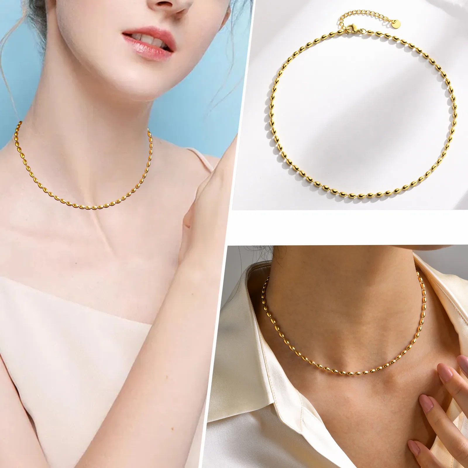 IG Style Simple Style Solid Color Stainless Steel Plating 18K Gold Plated Necklace_colorza_5