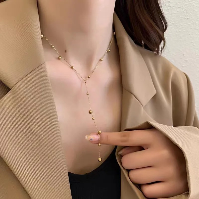 Retro Simple Style Round Solid Color Titanium Steel Plating 18K Gold Plated Pendant Necklace_colorza_2