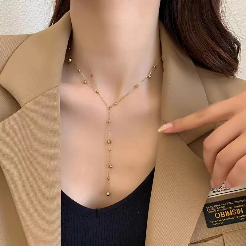 Retro Simple Style Round Solid Color Titanium Steel Plating 18K Gold Plated Pendant Necklace_colorza_4