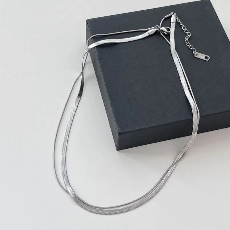 Punk Simple Style Solid Color Titanium Steel Plating 18K Gold Plated Layered Necklaces_colorza_2