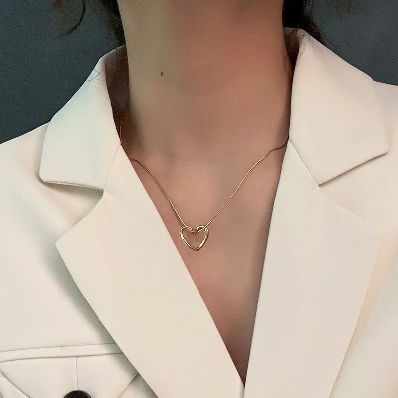 Simple Style Heart Shape Titanium Steel Plating 18K Gold Plated Pendant Necklace_colorza_4