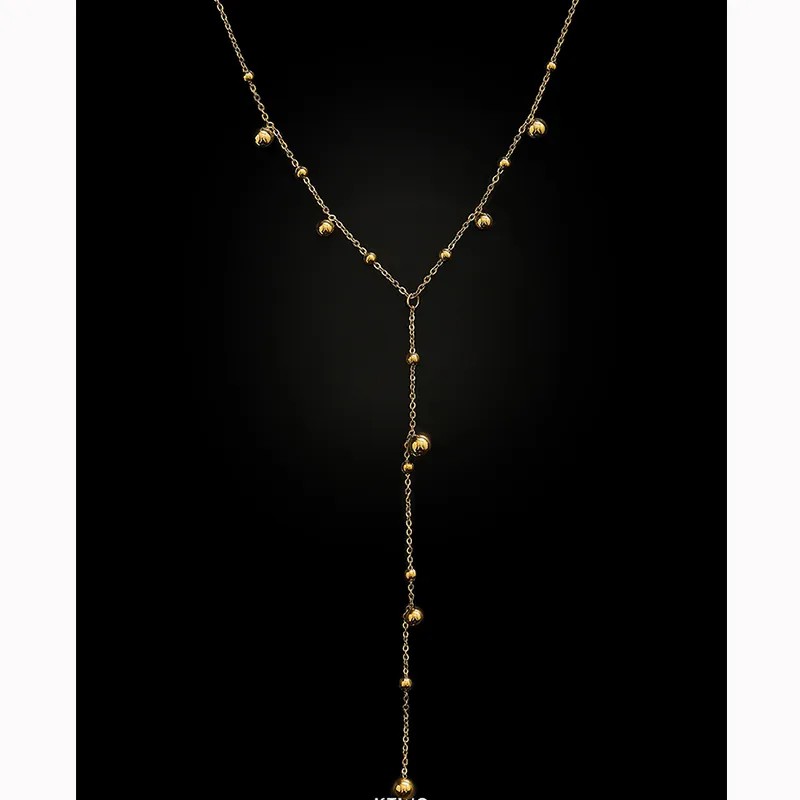Vintage Style Solid Color Titanium Steel Plating 18K Gold Plated Necklace_colorza_1