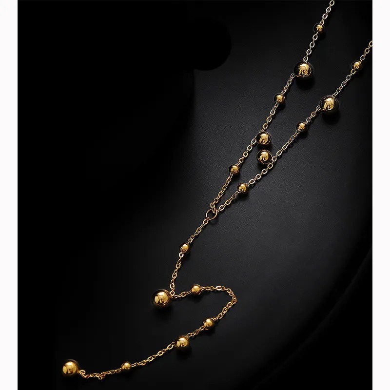 Vintage Style Solid Color Titanium Steel Plating 18K Gold Plated Necklace_colorza_4