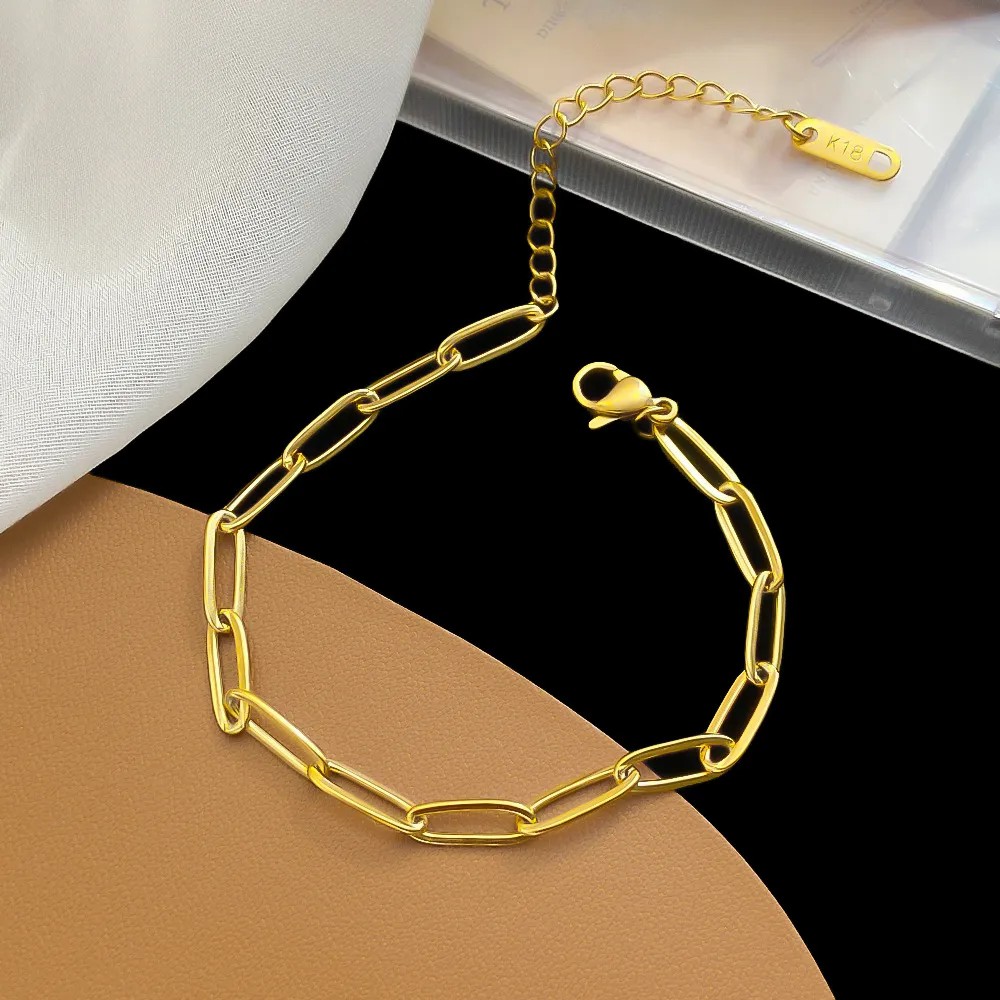 Vintage Style Solid Color Titanium Steel Plating 18K Gold Plated Necklace_colorza_4