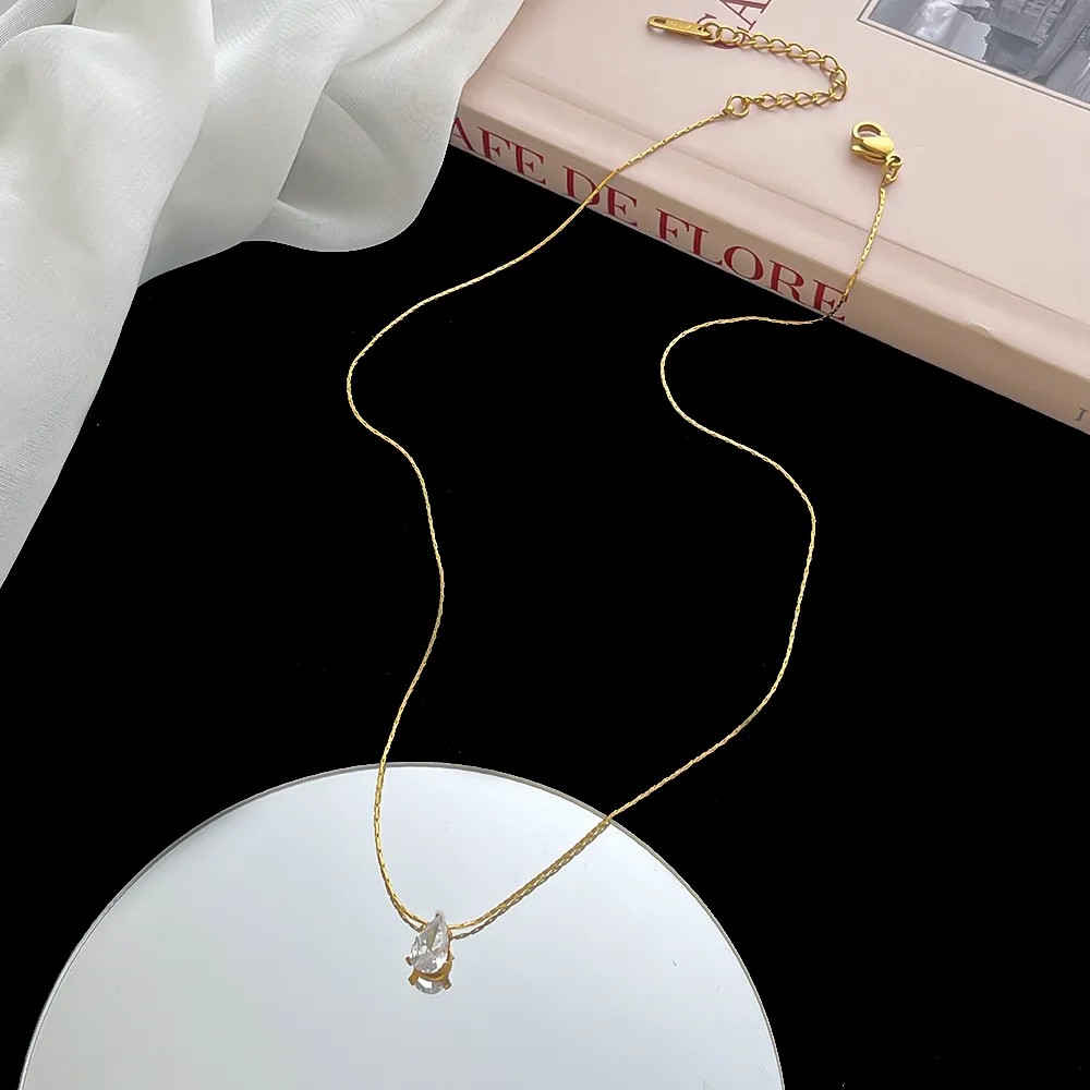 Drop Shaped Stainless Steel Pendant Necklace