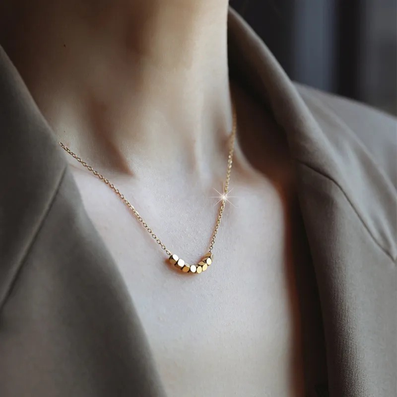 Vintage Style Solid Color Titanium Steel Plating 18K Gold Plated Necklace_colorza_1