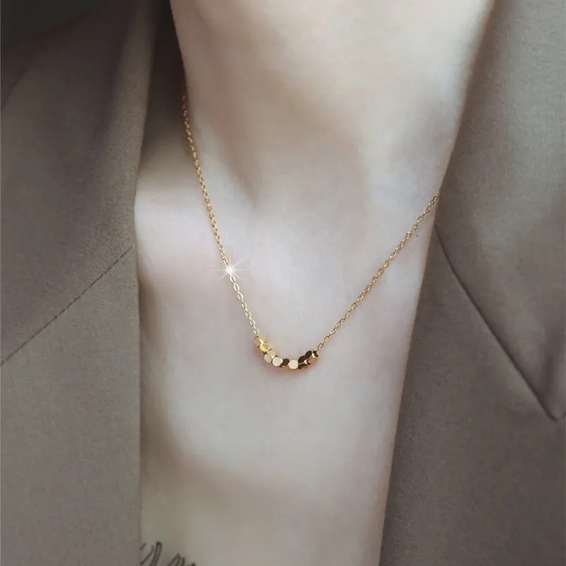 Vintage Style Solid Color Titanium Steel Plating 18K Gold Plated Necklace_colorza_2