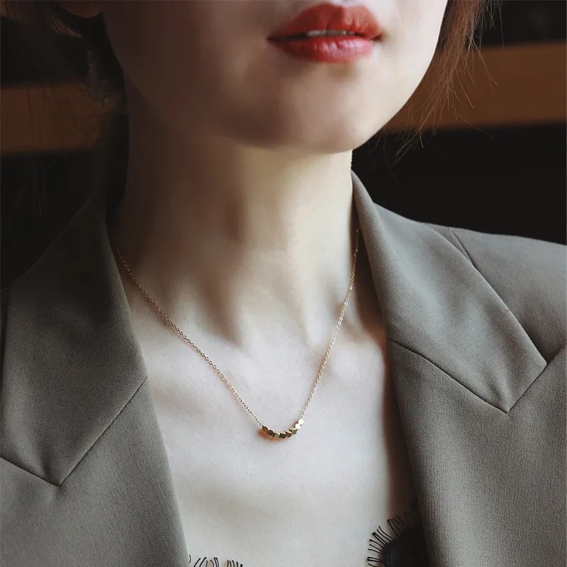 Vintage Style Solid Color Titanium Steel Plating 18K Gold Plated Necklace_colorza_3