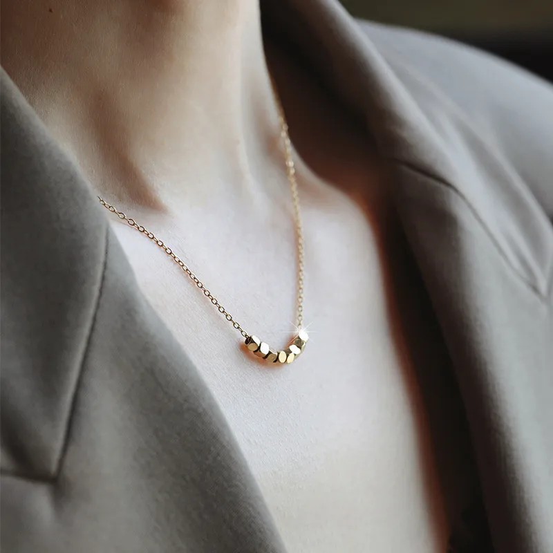 Vintage Style Solid Color Titanium Steel Plating 18K Gold Plated Necklace_colorza_4
