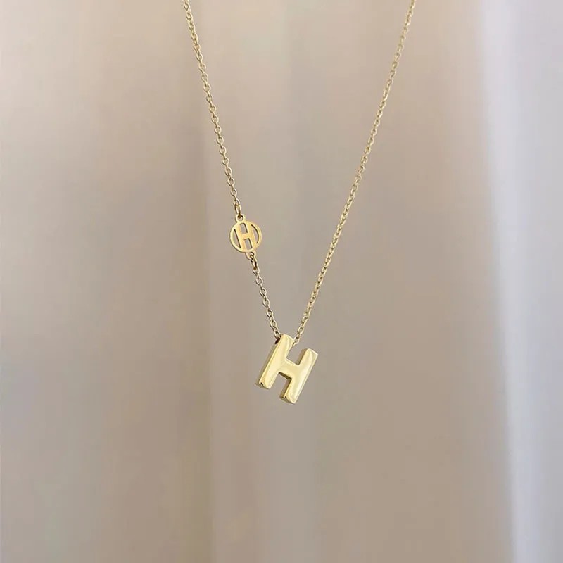 IG Style Letter Titanium Steel Plating 18K Gold Plated Necklace_colorza_2