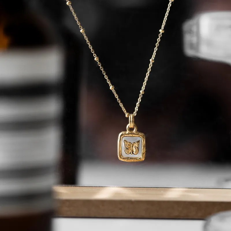 Simple Style Butterfly Titanium Steel Plating 18K Gold Plated Necklace_colorza_3