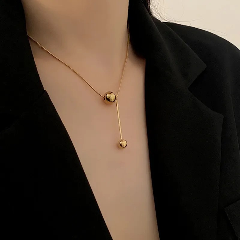 IG Style Solid Color Titanium Steel Plating 18K Gold Plated Necklace_colorza_2