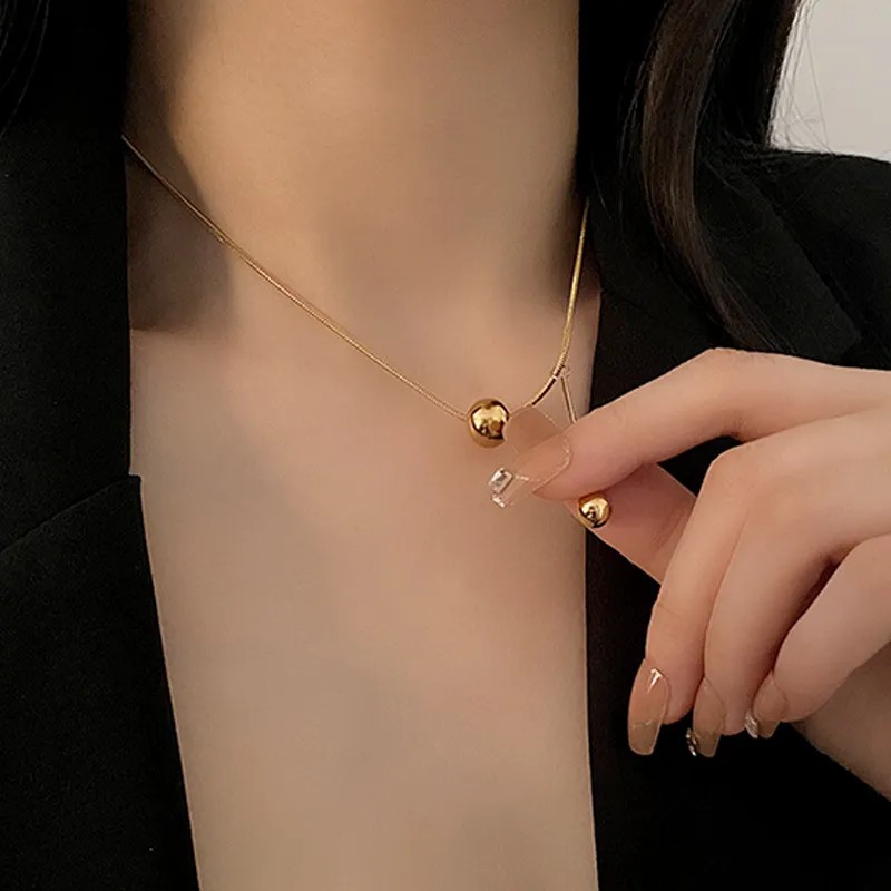 IG Style Solid Color Titanium Steel Plating 18K Gold Plated Necklace_colorza_3