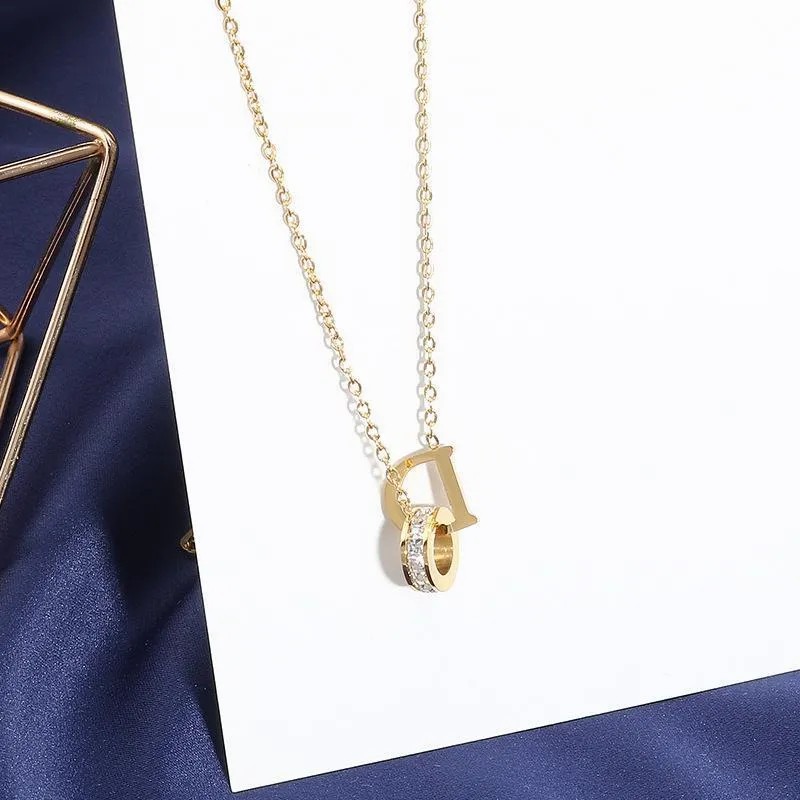 Elegant Lady Simple Style Letter Titanium Steel Plating 18K Gold Plated Pendant Necklace_colorza_1