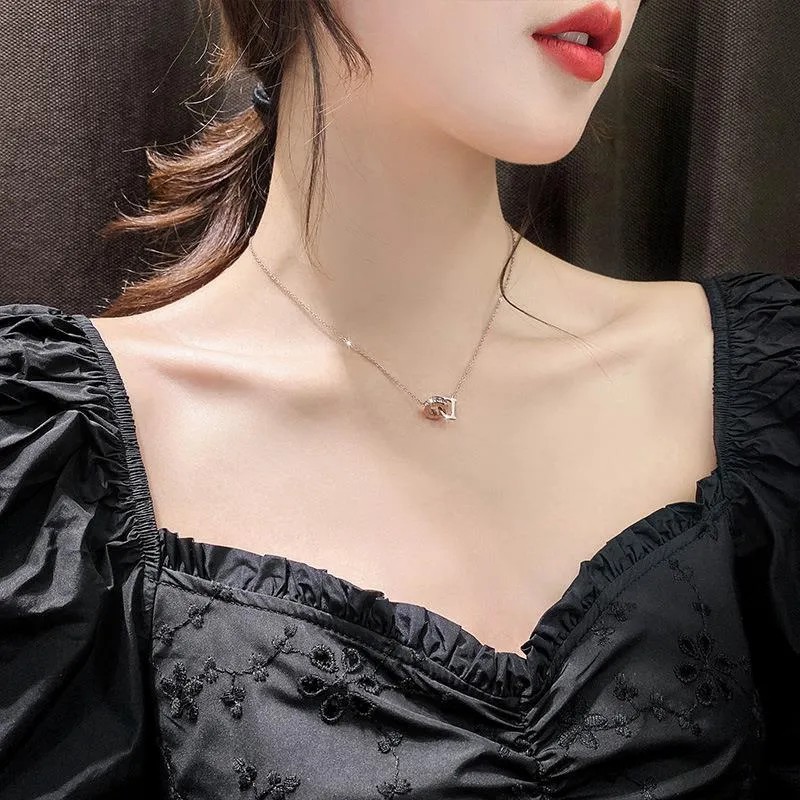 Elegant Lady Simple Style Letter Titanium Steel Plating 18K Gold Plated Pendant Necklace_colorza_2