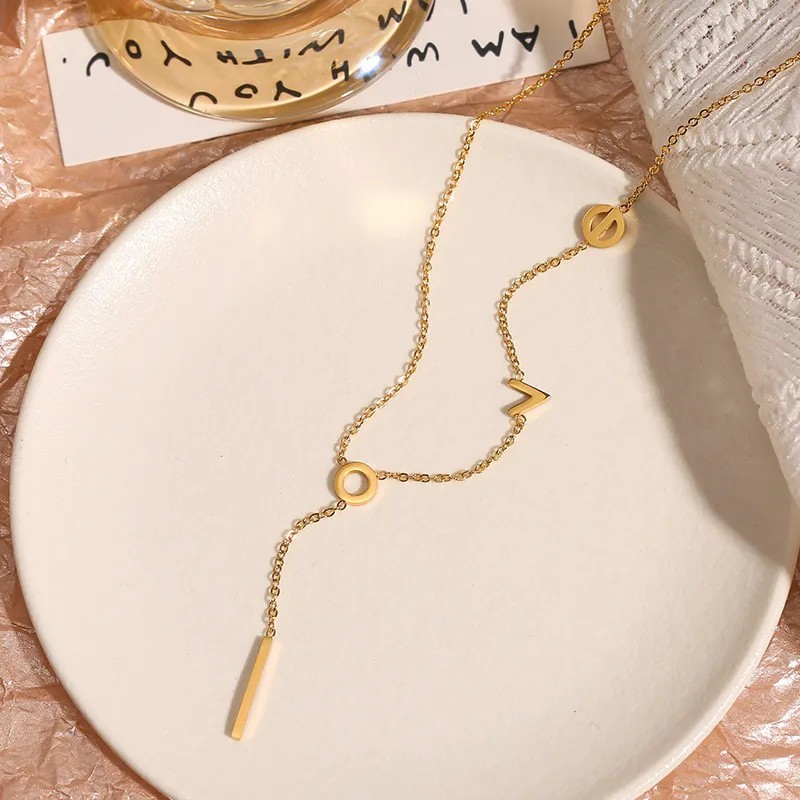 Lady Simple Style Geometric Titanium Steel Plating 18K Gold Plated Necklace_colorza_1
