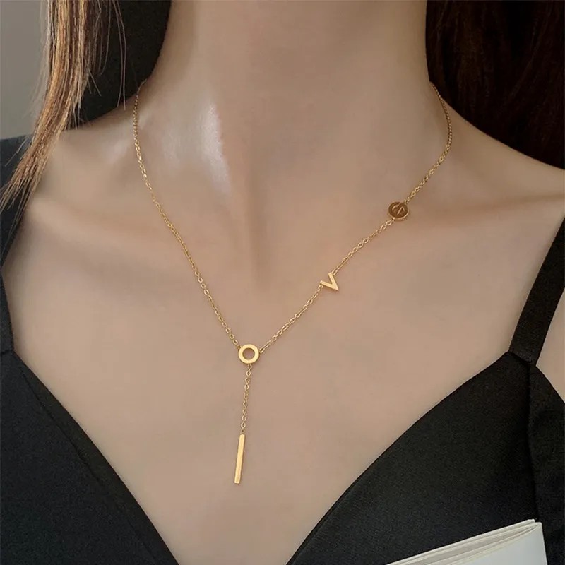 Lady Simple Style Geometric Titanium Steel Plating 18K Gold Plated Necklace_colorza_2