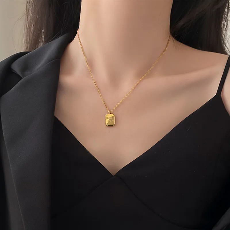 Simple Style Letter Titanium Steel Plating 18K Gold Plated Pendant Necklace_colorza_3