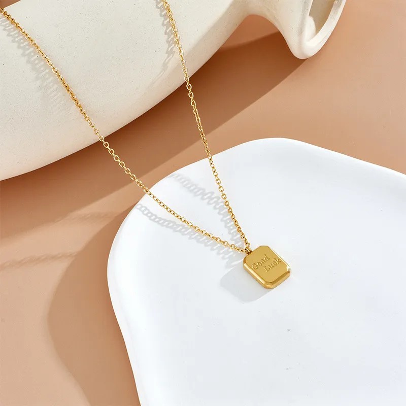 Simple Style Letter Titanium Steel Plating 18K Gold Plated Pendant Necklace_colorza_4