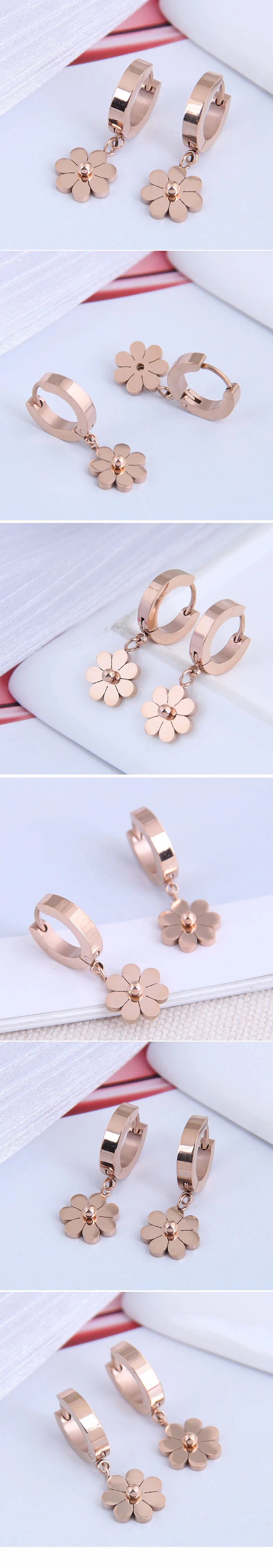 Simple Daisy Titanium Steel Earrings_colorza_1