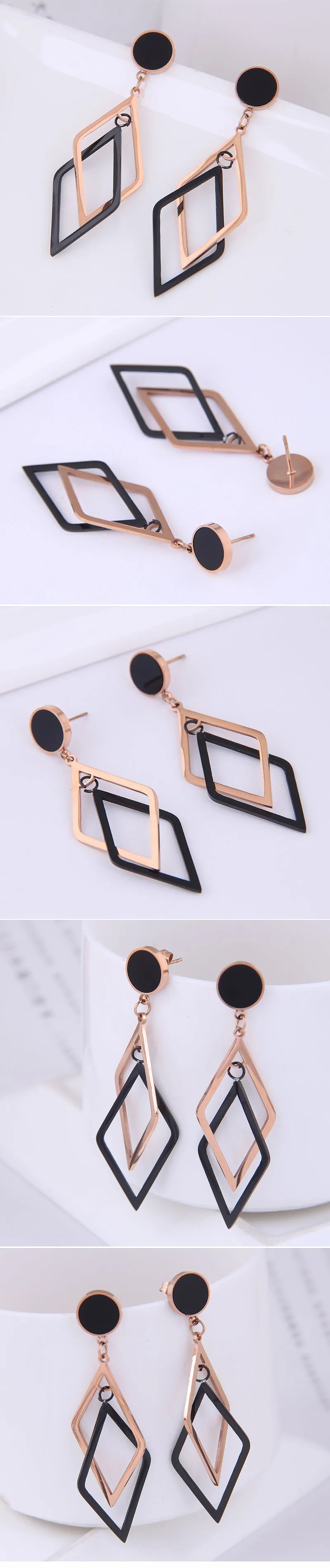 Korean Version Of Fashion Simple Geometric Shape Titanium Steel Personalized Temperament Earrings_colorza_1